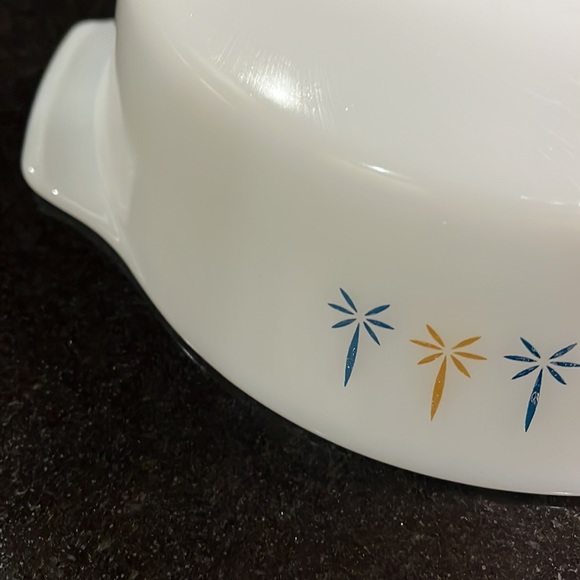 1 1/2 QT - Fire King Atomic Starburst Candle Glow  Glass Casserole - Picture 7 of 15